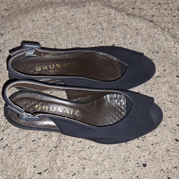 BRUNATE-Bungalow-Fabric Slingback Cork Wedge-Peep Toe-Sz 38.5-Near Mint - Picture 7 of 8